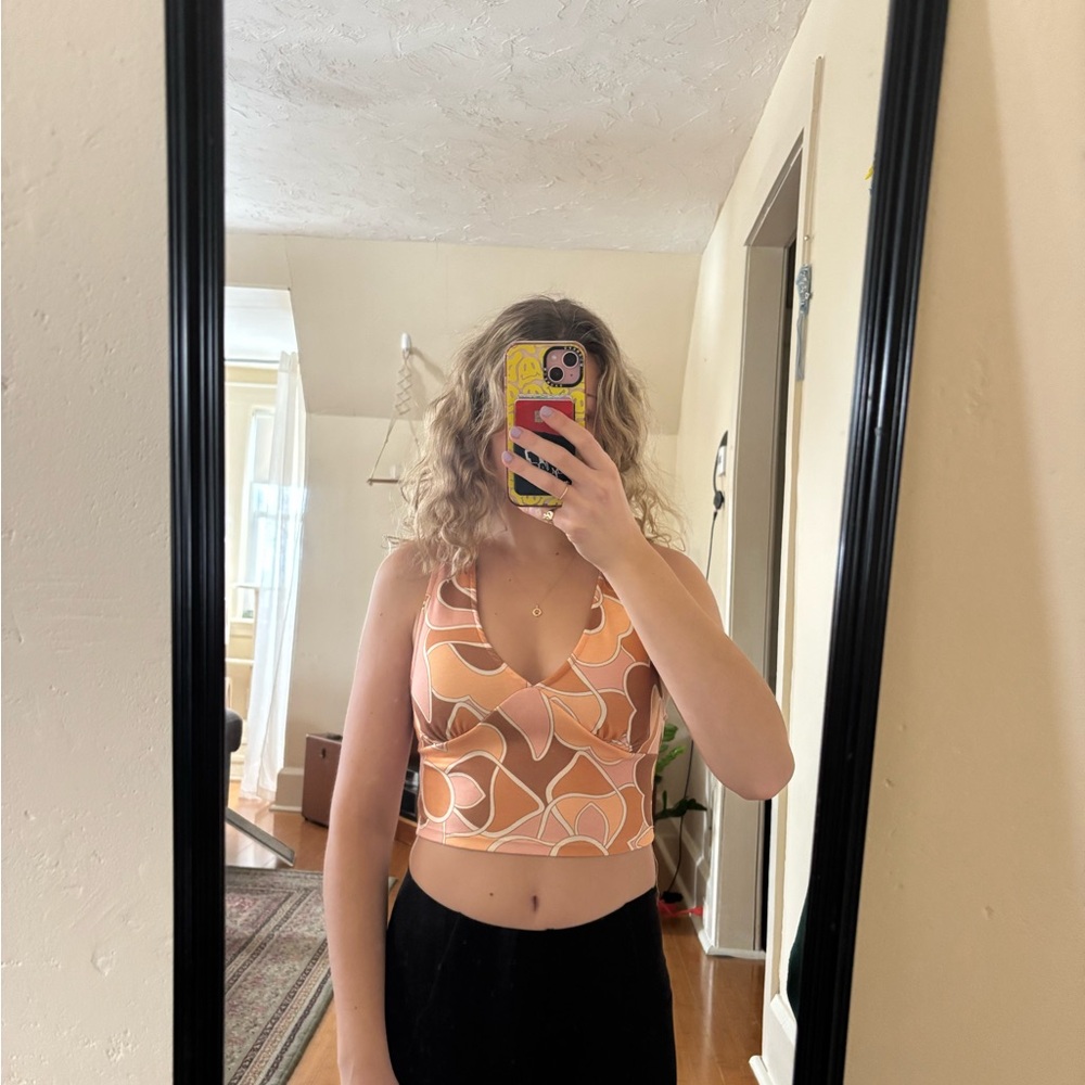 Altar'd State Peach-Trim Scoop Neck Top